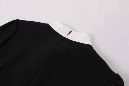 Flowy White Peter Pan Collar Long Sleeve Maxi Dress Lolita Inspired Black Corset Ribbons A-Line Long Dress AP6768