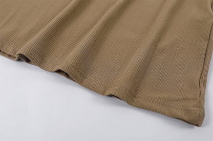 Playful Textured Top Ruched Sheath Maxi Skirt Chic Beige Asymmetrical Neck Two-Piece Set Long Dress AP6770