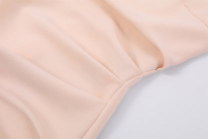 Fitted Thick Straps Square Neckline Long Dress Elegant Ruched Side Gold Detail Formal Wear Sheath Midi Dress AP6773
