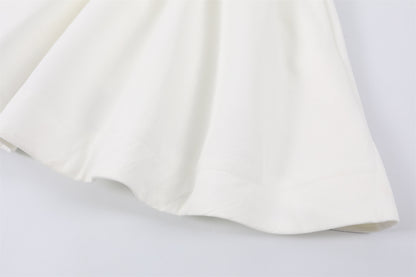 Adorable Jewel Neck Button Front A-Line Mini Skirt Romantic Sleeveless Textured Ruched Bodice Flared Short Dress AP6774