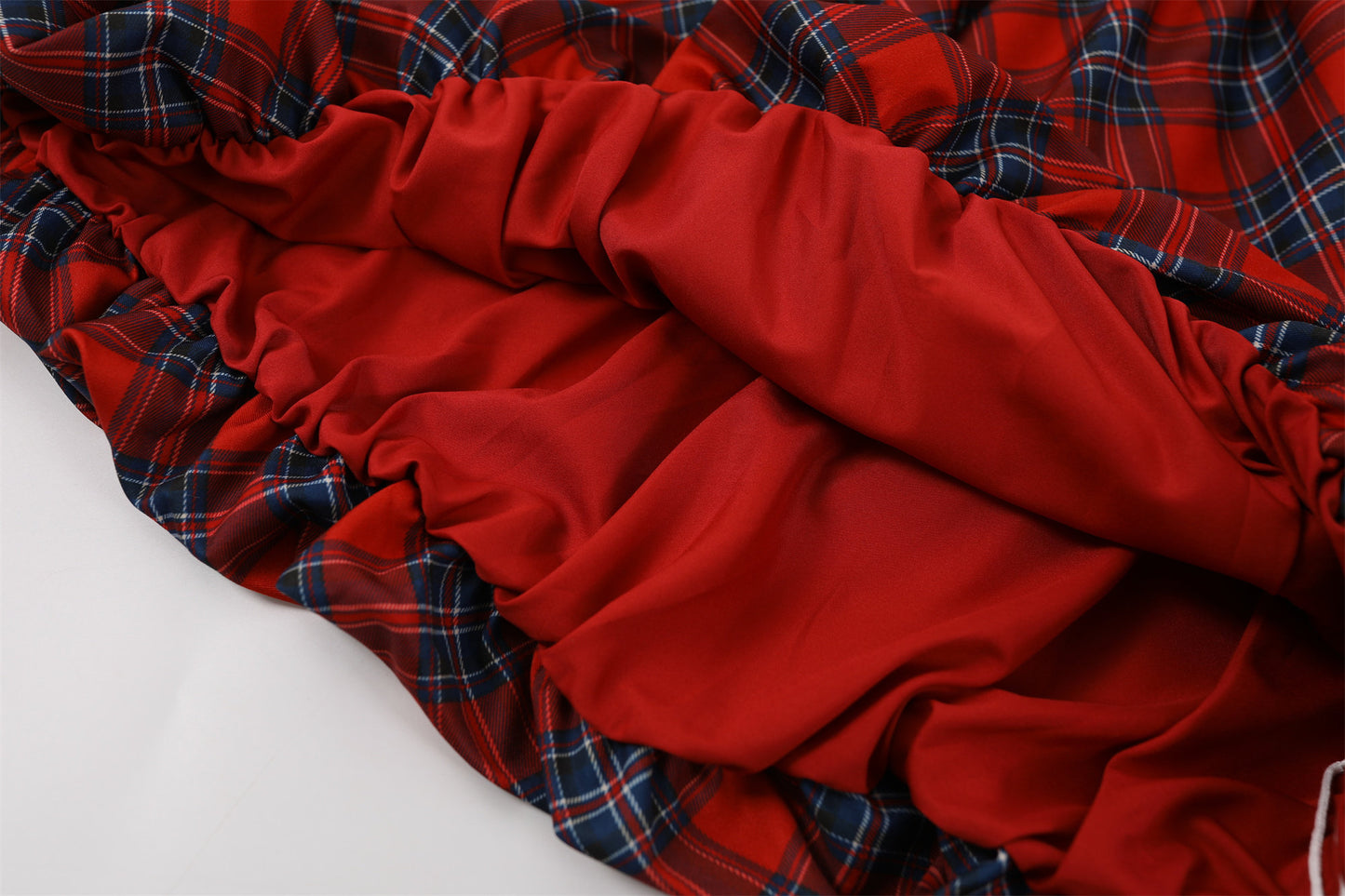 Attractive Spaghetti Straps Bow Waist A-Line Mini Dress Y2K Revival Red Plaid Short Dress AP6777