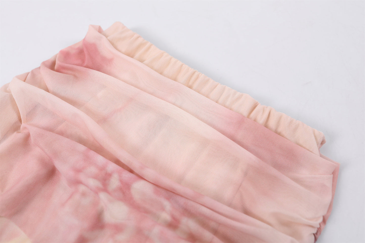 Vogue Blush Tie-Dye Two-Piece A-Line Maxi Dress Soft Girl Aesthetic Ruched Long Sleeve Top Date Outfits Long Dress AP6778