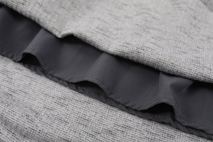 Pretty Black Floral Rose Gray Knit A-Line Maxi Dress Chic High Neck Sheer Mesh Long Sleeves Long Dress AP6780