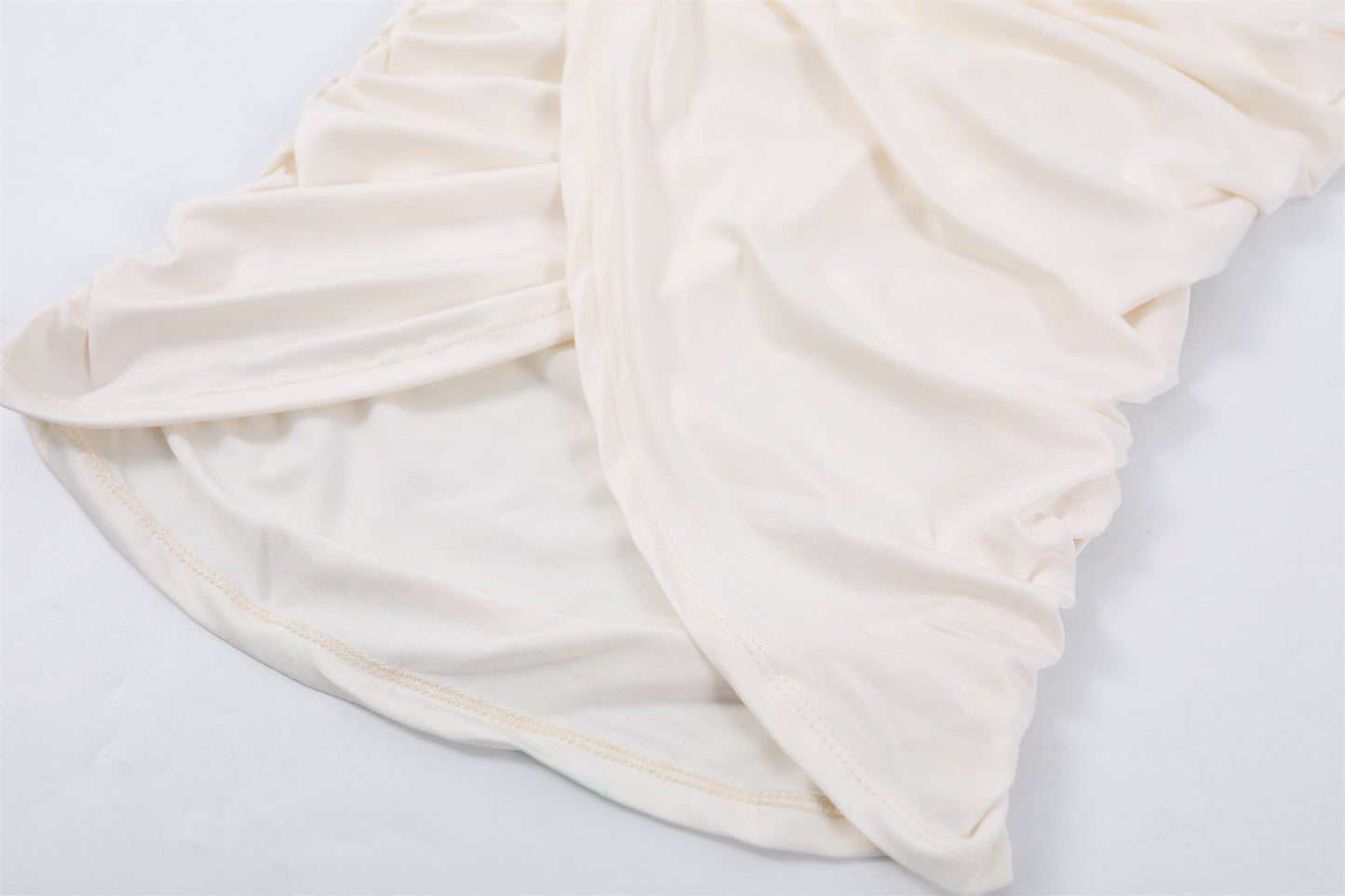 Princess Scarf Tie Floral Details Maxi Dress Elegant Cream Strapless Ruched Evening Wear Long Dress AP6781