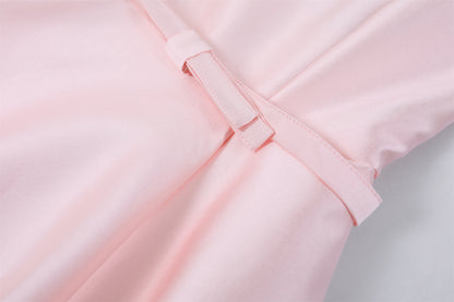 Delicate Bow Waist A-Line Midi Dress Short Sleeve Retro 50s Satin Jewel Neck Long Dress AP6783