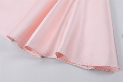 Delicate Bow Waist A-Line Midi Dress Short Sleeve Retro 50s Satin Jewel Neck Long Dress AP6783