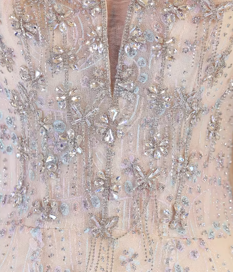 Glittering Off-Shoulder Prom Dresses Inspo Sequins Beaded Formal Wear Tulle A-Line Evening Dresses AP6784