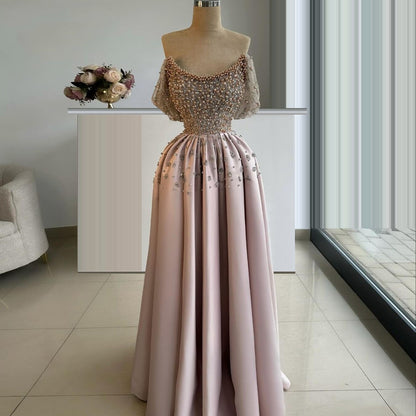 Y2K Off-Shoulder Prom Dresses A-Line Beading Formal Gowns AP6790