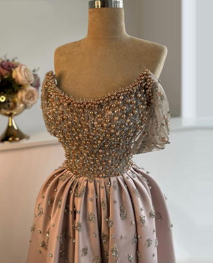 Y2K Off-Shoulder Prom Dresses A-Line Beading Formal Gowns AP6790