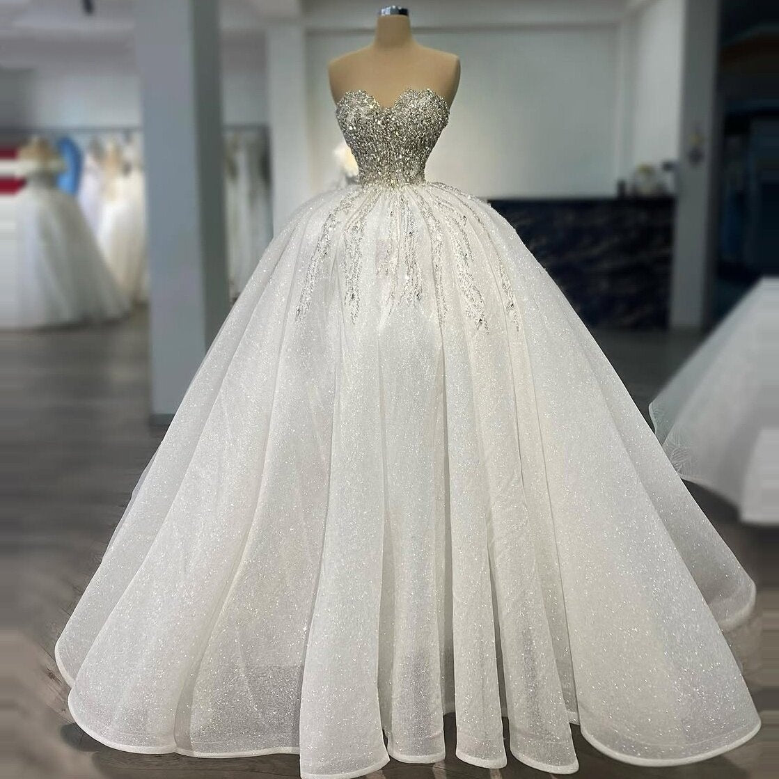 Retro Strapless Wedding Dress Ideas Beaded A-Line Bridal Outfits AP6791