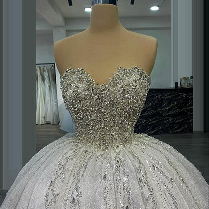 Retro Strapless Wedding Dress Ideas Beaded A-Line Bridal Outfits AP6791