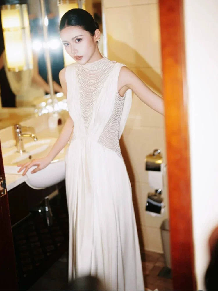 Romantic High Collar Ruffled Wedding Dress Beading A-Line Bridal Gown AP6823