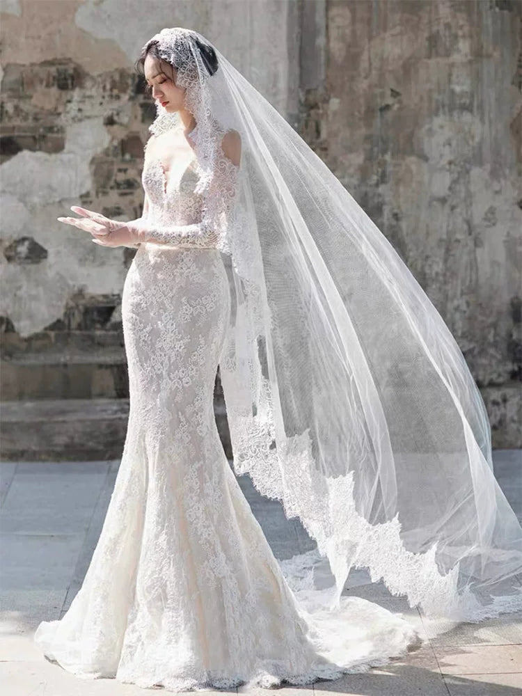 Novelty Strapless Wedding Dress Lace Mermaid Bridal Dress AP6844