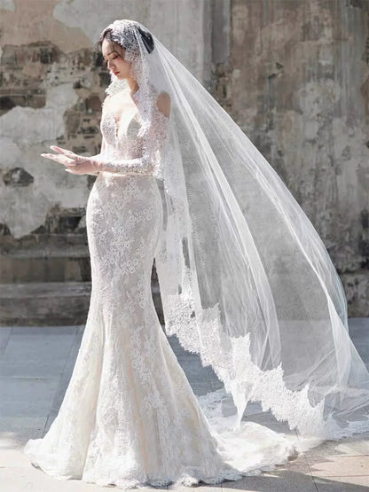 Novelty Strapless Wedding Dress Lace Mermaid Bridal Dress AP6844