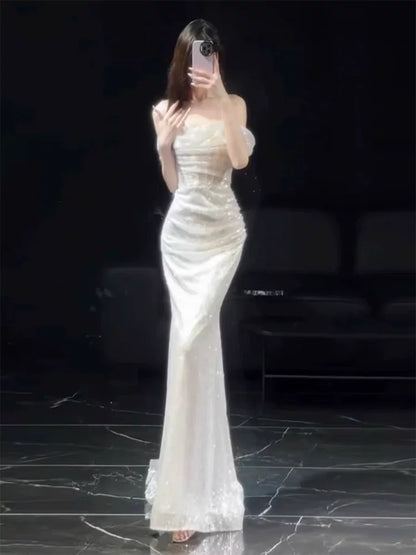 Unique Off-Shoulder Wedding Dress Sequins Mermaid Bridal Dress AP6846