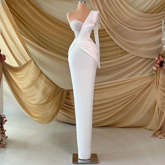 Princess Sheath Beads Wedding Dress Long Sleeve Sequins Bridal Outfit AP6868