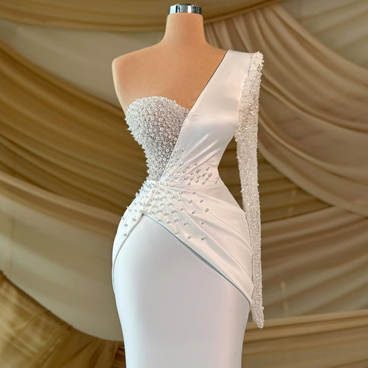 Princess Sheath Beads Wedding Dress Long Sleeve Sequins Bridal Outfit AP6868