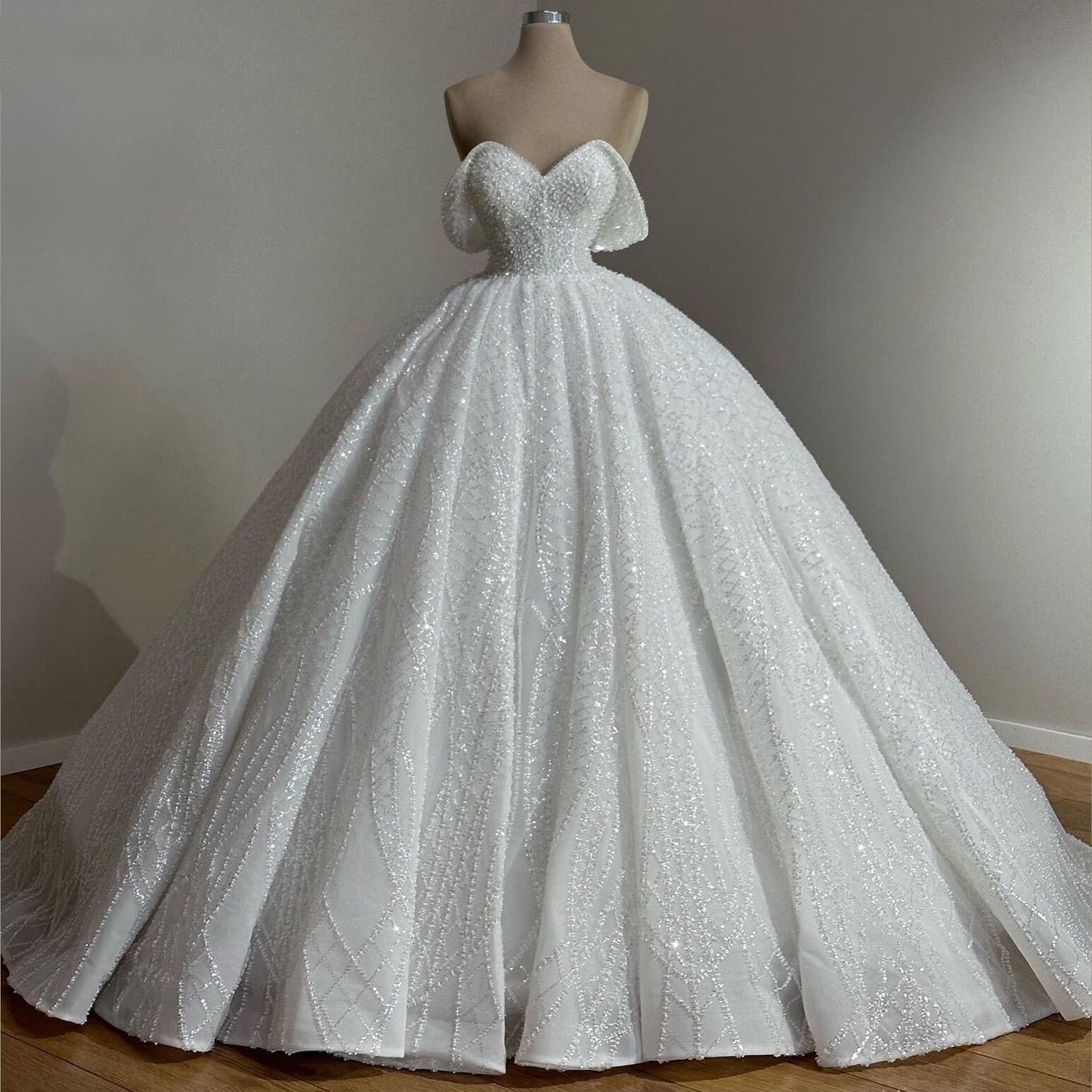 Fairy Off-Shoulder Wedding Dress Ideas Beads Sequins A-Line Bridal Gown AP6877