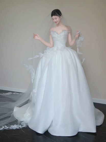 Exquisite Strapless Appliques Wedding Dress A-Line Bridal Gown AP6881