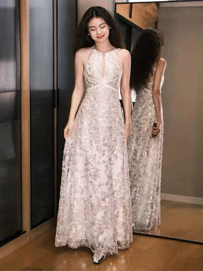 Modest Jewel Neck Prom Dress Sequins A-Line Formal Dress AP6903