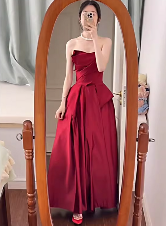 Gorgeous A-Line Strapless Wedding Dress Inspo Pleated Bridal Gowns AP6926