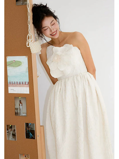 Sheen A-Line Strapless Wedding Dress Inspo Appliques Bridal Gowns AP6929