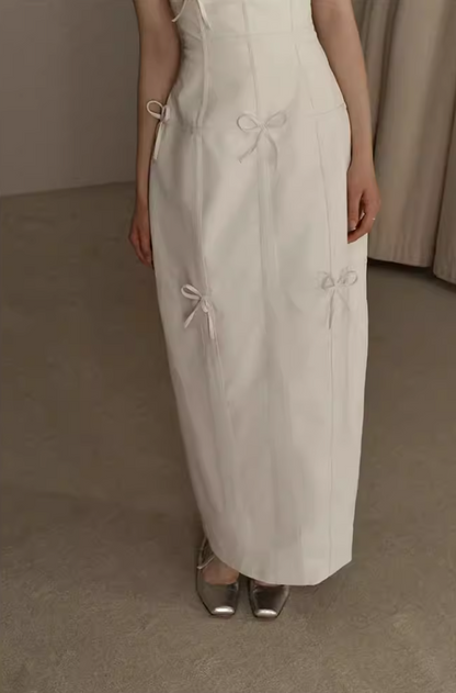 Vogue Strapless Wedding Dress Bows Sheath Slit Bridal Dress AP6947