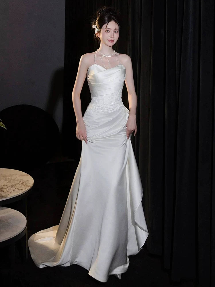 Fascinating Sweetheart Neck Mermaid Wedding Dress Sequins Lace Bodice Bridal Dress AP6971