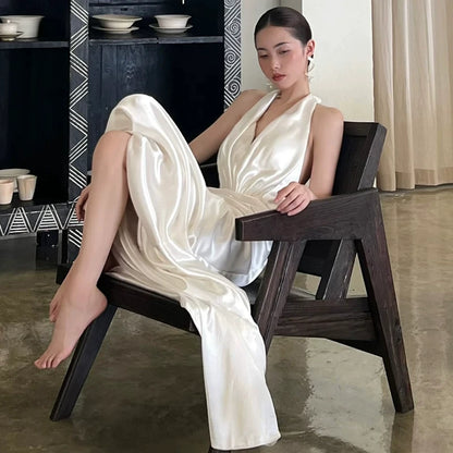 Novelty Backless Satin Wedding Dress Sheath Halter Neck Bridal Dress AP7009