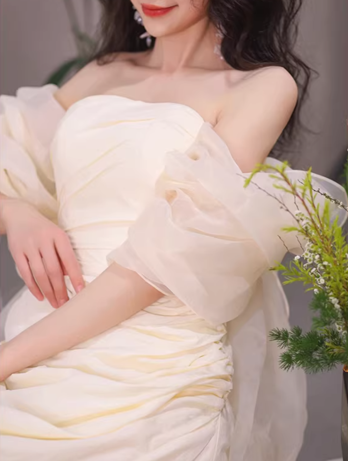 Adorable Tulle Off-Shoulder Prom Dress Satin Slit Mermaid Evening Dress AP7017