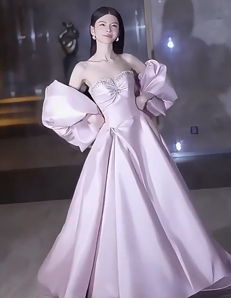Fairy Strapless A-Line Pink Prom Dress With Shawl Beaded Formal Dress AP7041