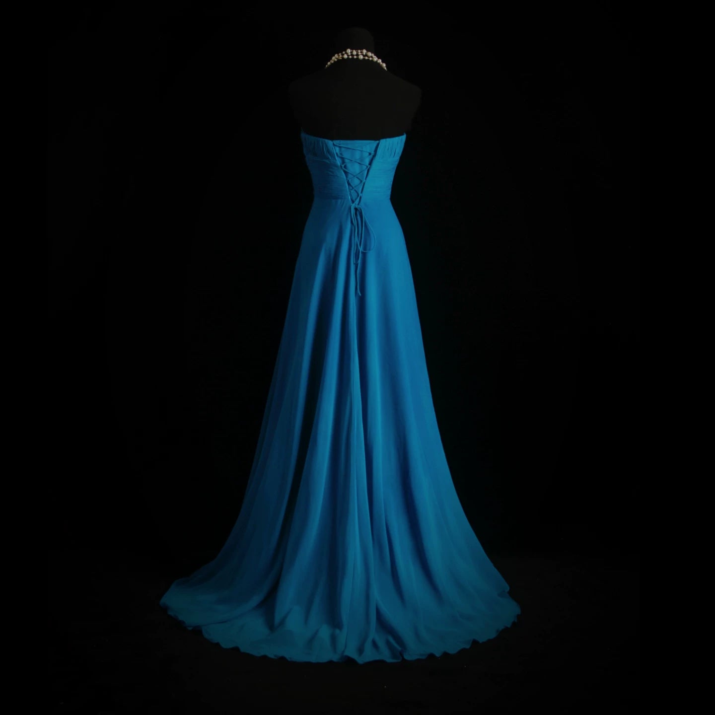 Showstopping Strapless Beaded Blue Prom Dress Sequins A-Line Evening Dress AP7153