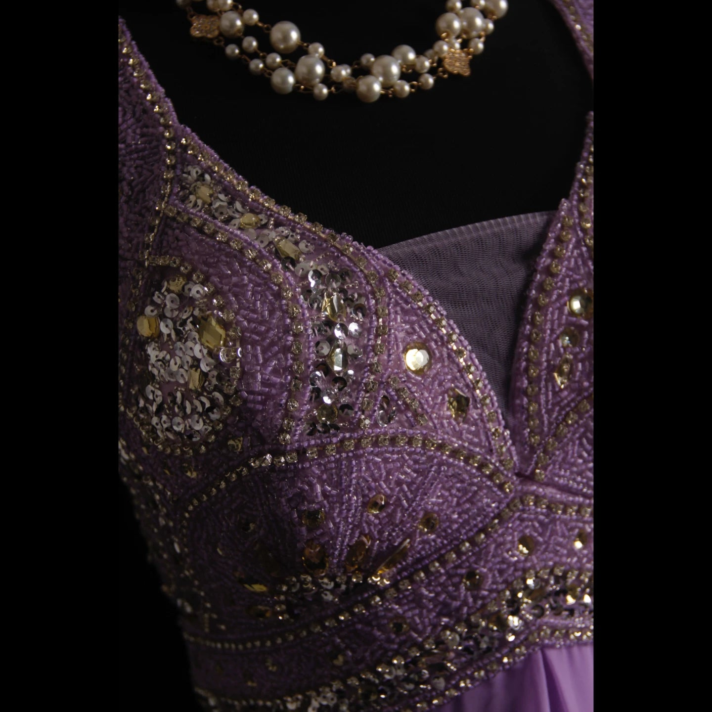 Standout Sequins Beading Lavender Prom Dress Sweetheart Neck A-Line Formal Outfit Short Sleeve Evening Gowns AP7155
