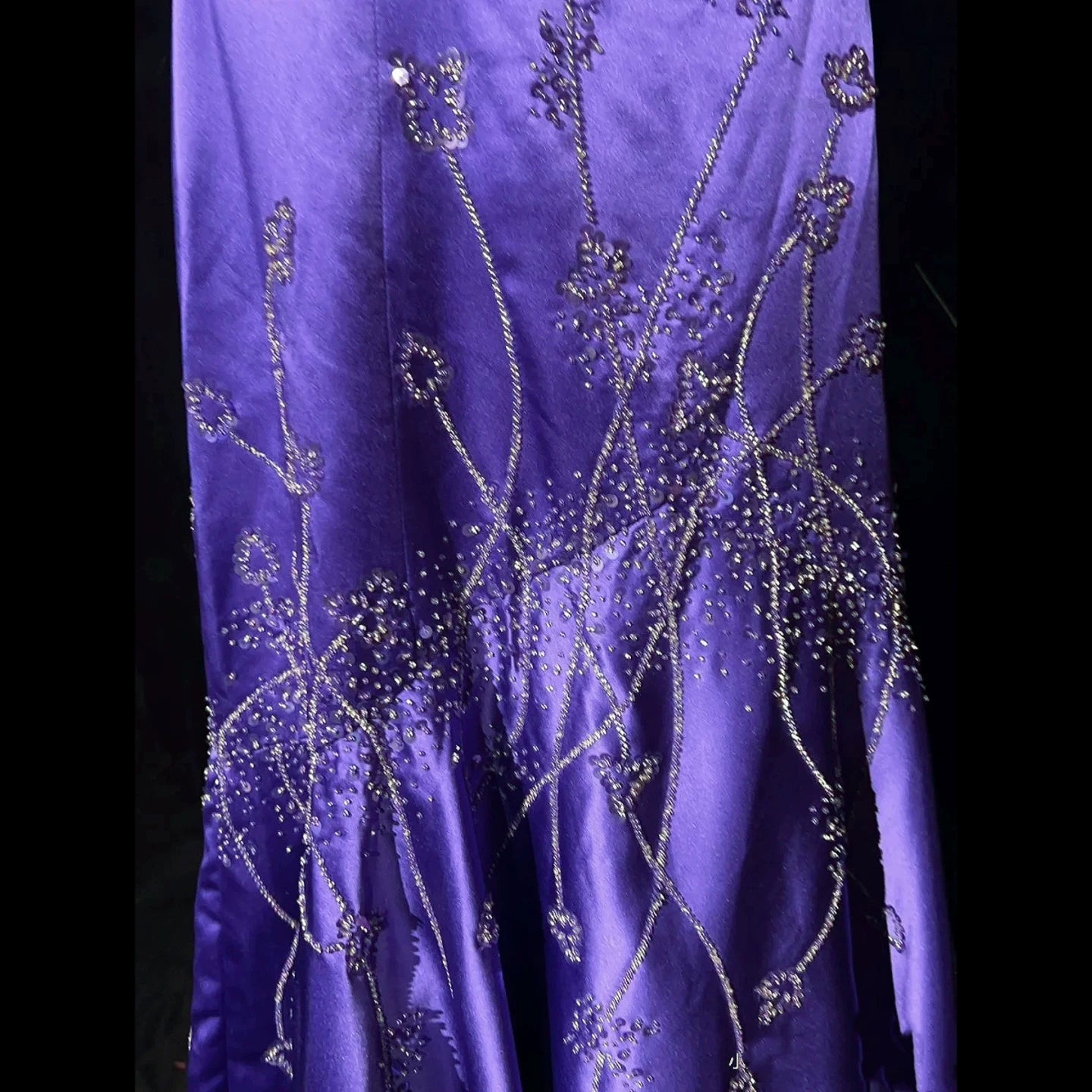 Romantic Spaghetti Strap Beaded Purple Prom Dress Sequins Mermaid Evening Dress AP7158