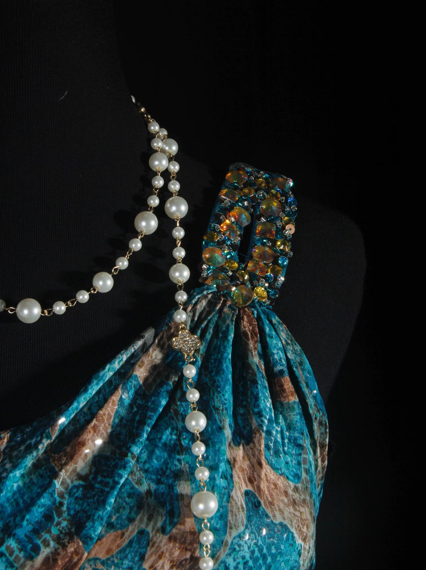 Ornate Beaded One Shoulder Teal Prom Dress Sequins Cutout Sheath Evening Dress AP7159