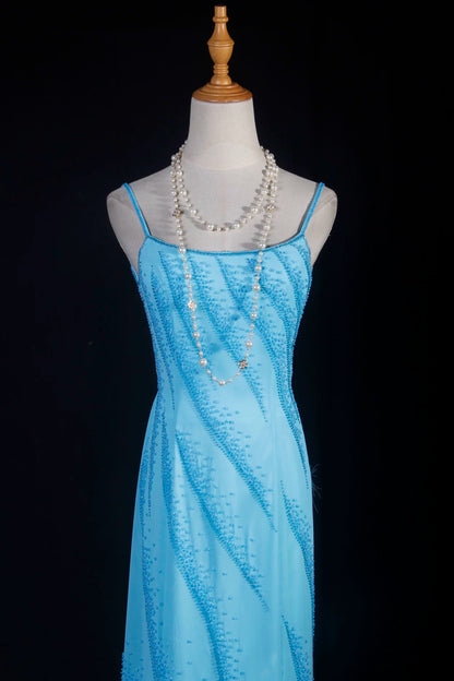 Elegant Spaghetti Strap Prom Dress Beads A-Line Evening Dress AP7165