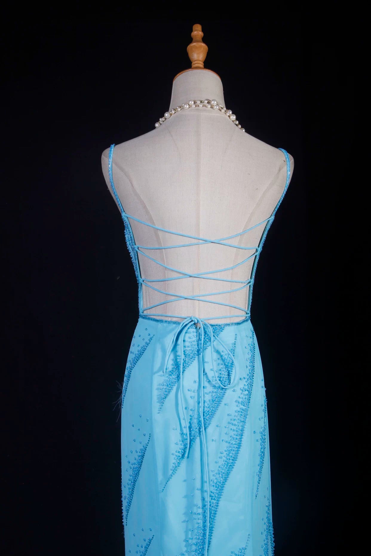 Elegant Spaghetti Strap Prom Dress Beads A-Line Evening Dress AP7165