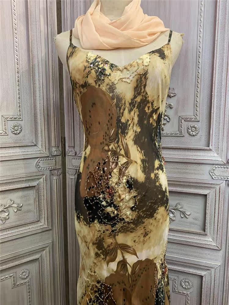 Dreamy Spaghetti Strap Brownness Prom Dress Sequins Tulle Beads Mermaid Evening Dress AP7172