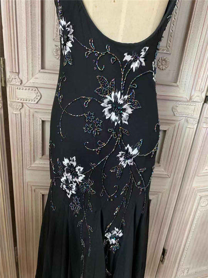 Glam Beads Appliques Mermaid Prom Dress Spaghetti Strap Black Formal Dress AP7177