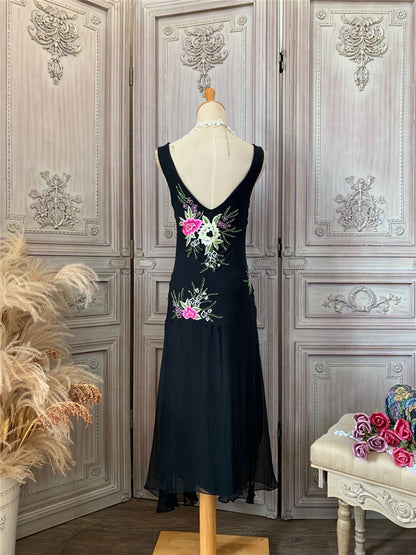 Glamorous Mermaid Black Prom Dress V Neck Beads Appliques Evening Dress AP7178