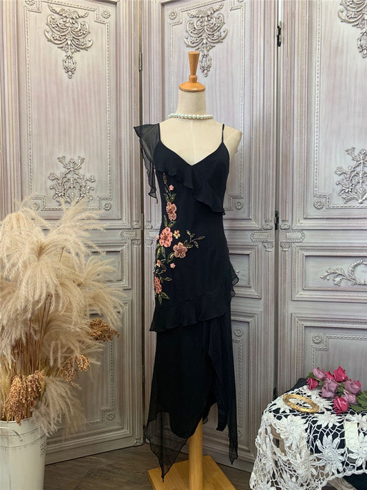 Stunning Spaghetti Strap Sequins Beads Prom Dress Black Sheath Evening Dress AP7179