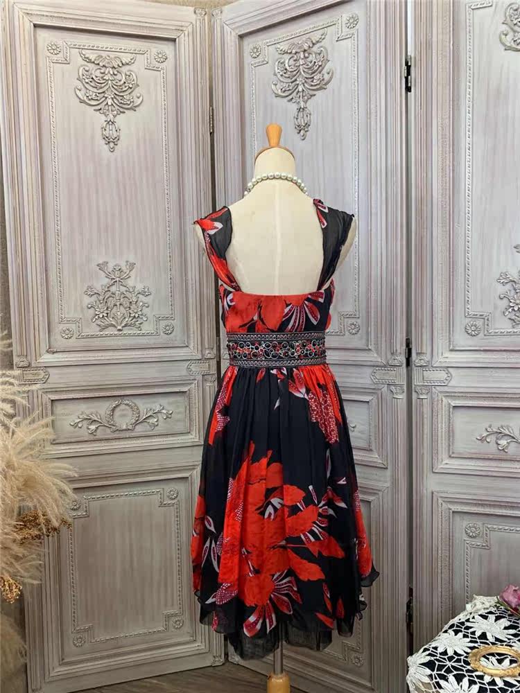 Floral Homecoming Dress Rhinestones A-Line Spaghetti Strap Birthday Gowns AP7180