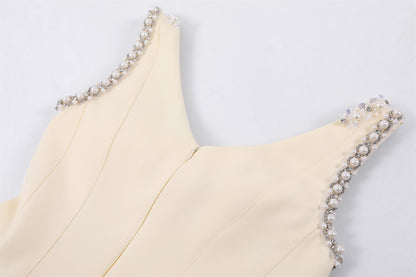 Vibrant Crystal Bow A-Line Mini Skirt Chic Satin Structured Corset Tiered Ruffle Short Dress AP7182