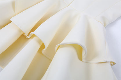 Vibrant Crystal Bow A-Line Mini Skirt Chic Satin Structured Corset Tiered Ruffle Short Dress AP7182
