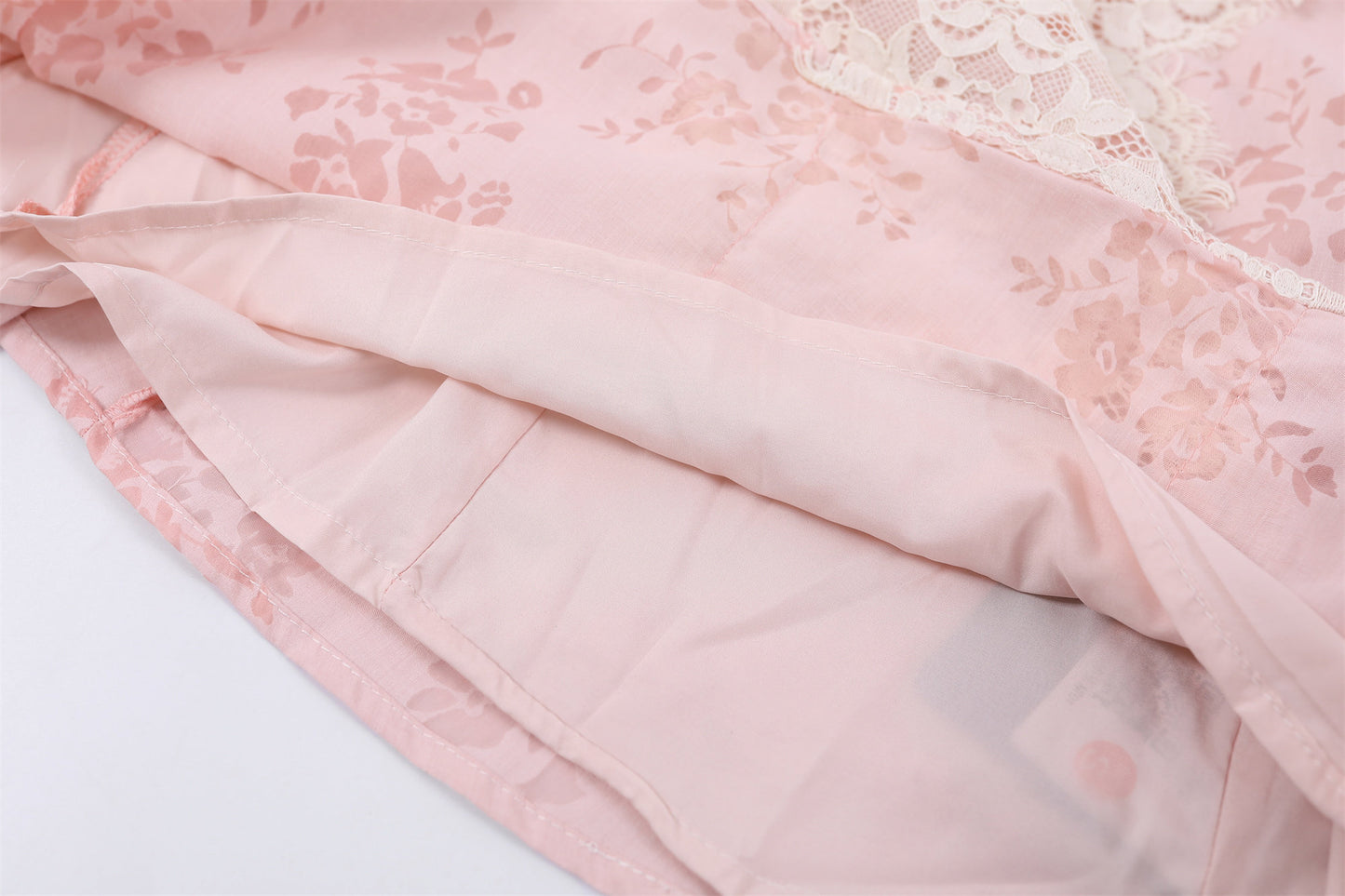 Fashionable Pink Lace Floral Accents A-Line Maxi Skirt Romantic Corset Lace-Up Floral Accents Short Sleeve Long Dress AP7183