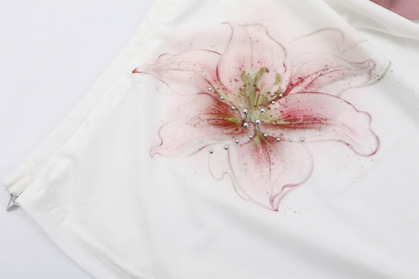 Charming Lace Trim Top Pleated A-Line Mini Skirt Y2K Revival Ombre Pink Lily Print Two-Piece Short Dress AP7187