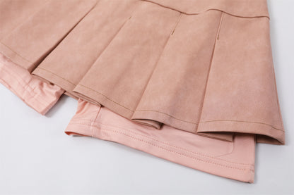 Charming Lace Trim Top Pleated A-Line Mini Skirt Y2K Revival Ombre Pink Lily Print Two-Piece Short Dress AP7187