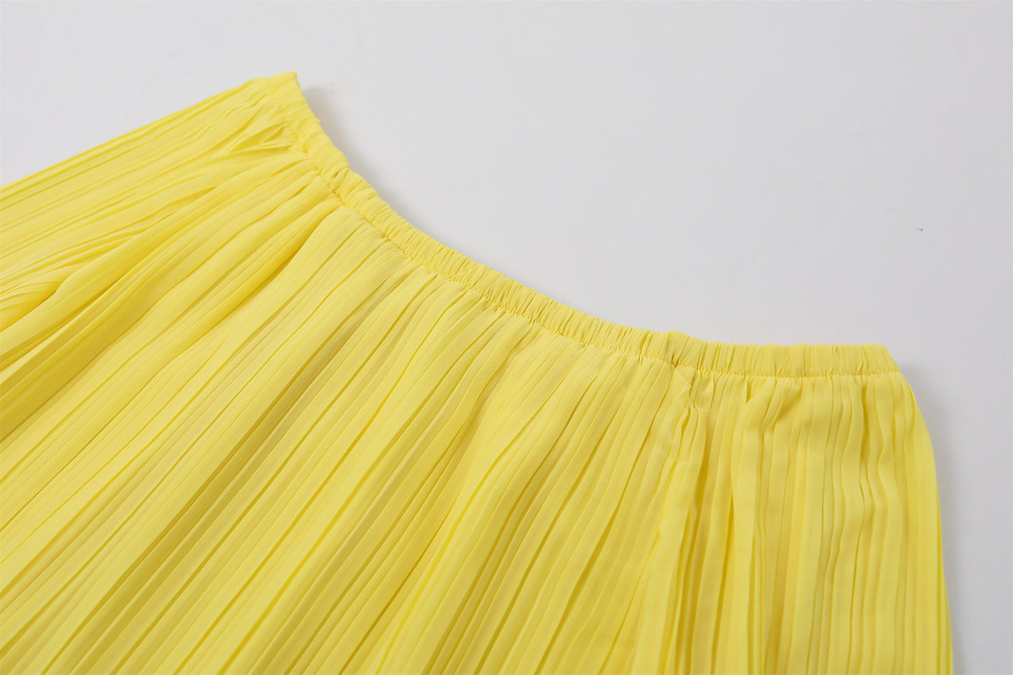 Playful  Off-Shoulder Long Sleeve Top A-Line Maxi Dresses Chic Lemon Yellow Pleated Chiffon Two Piece Long Dress AP7190