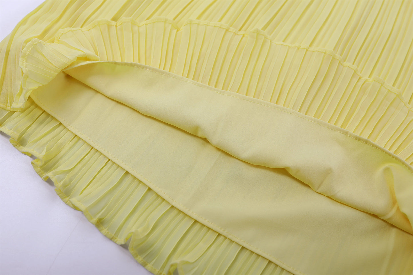 Playful  Off-Shoulder Long Sleeve Top A-Line Maxi Dresses Chic Lemon Yellow Pleated Chiffon Two Piece Long Dress AP7190