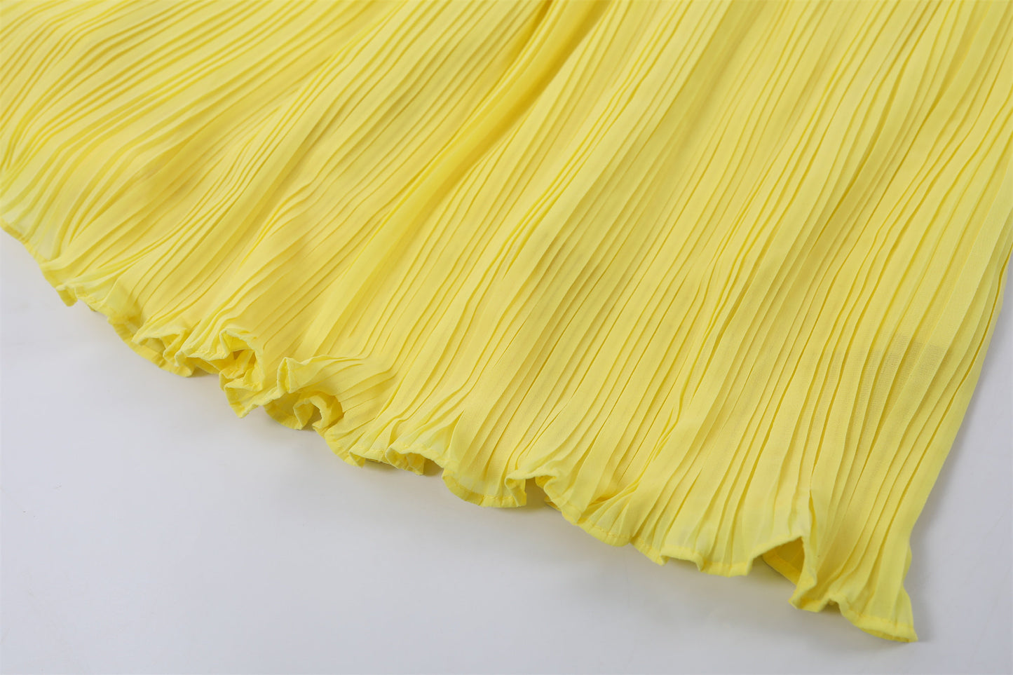 Playful  Off-Shoulder Long Sleeve Top A-Line Maxi Dresses Chic Lemon Yellow Pleated Chiffon Two Piece Long Dress AP7190